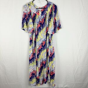 Go Softly Patio Muumuu 100% Rayon Boho Gauze Flowy Midi Dress Size Small